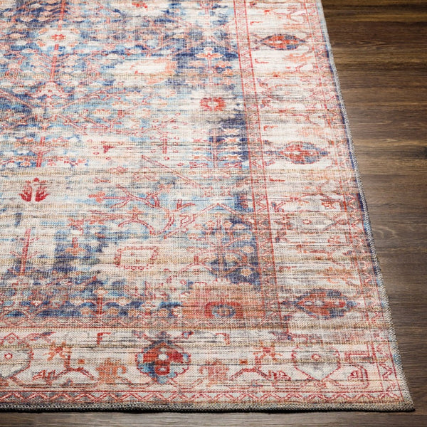 Livabliss Cobb Machine Woven Hallway Runner Chenille Jute Cotton Low Pile Traditional Rug Red, Denim 2'7" x 10' COB2305-2710