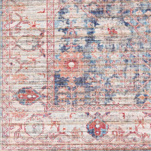 Livabliss Cobb Machine Woven Hallway Runner Chenille Jute Cotton Low Pile Traditional Rug Red, Denim 2'7" x 10' COB2305-2710