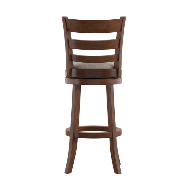 Homelegance By Top-Line Wyatt Ladder Back Linen Swivel 29-inch Height Bar Stool Grey Rubberwood