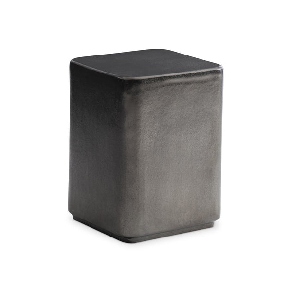 Bernhardt Bernhardt Juri Accent Table — Graphite Cast Aluminum, Sculptural Rounded Profile, Compact Plinth Base (14.75"H) 347427