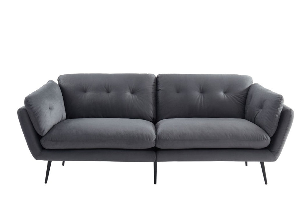VIG Furniture Cody Modern Grey Fabric Sofa With Tufted Back, Water-Repellent Upholstery & Black Powder-Coated Legs VGHCJYM2013-GREY