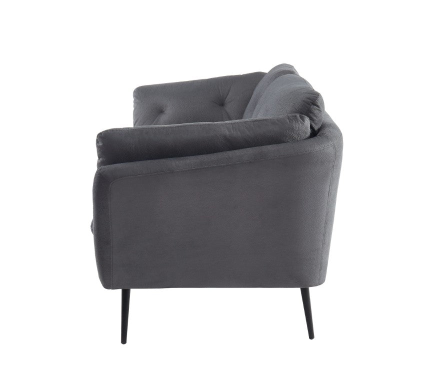 VIG Furniture Cody Modern Grey Fabric Sofa With Tufted Back, Water-Repellent Upholstery & Black Powder-Coated Legs VGHCJYM2013-GREY