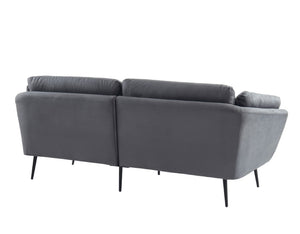VIG Furniture Cody Modern Grey Fabric Sofa With Tufted Back, Water-Repellent Upholstery & Black Powder-Coated Legs VGHCJYM2013-GREY