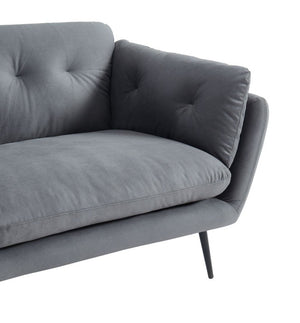 VIG Furniture Cody Modern Grey Fabric Sofa With Tufted Back, Water-Repellent Upholstery & Black Powder-Coated Legs VGHCJYM2013-GREY