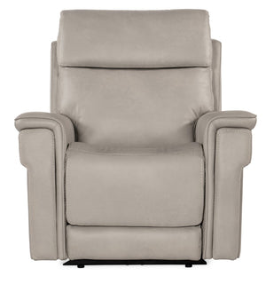 Hooker Furniture Lyra Zero Gravity Recliner With Power Headrest, Lumbar Support, Usb Port And Cupholder In Leather Light Gray SS608-PHZL1-091