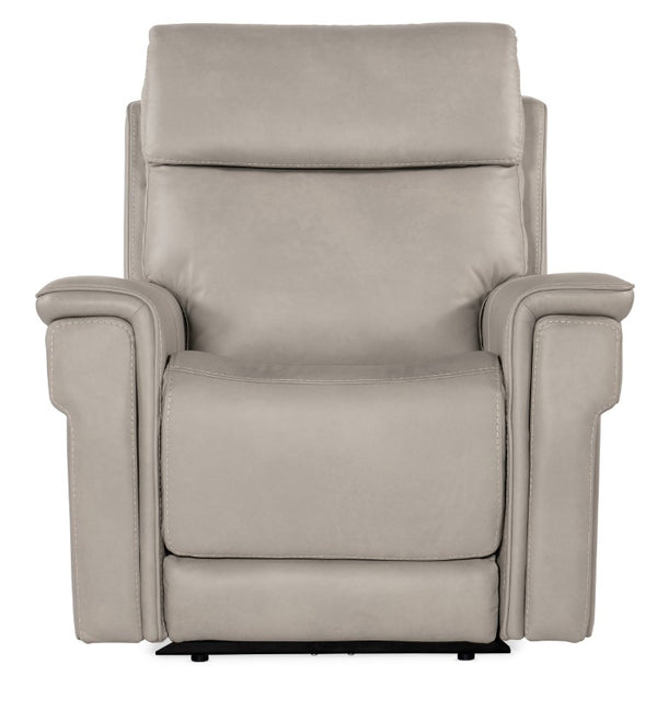 Hooker Furniture Lyra Zero Gravity Recliner With Power Headrest, Lumbar Support, Usb Port And Cupholder In Leather Light Gray SS608-PHZL1-091