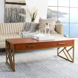 Safavieh Elaine 2 Drawer Coffee Table Natural/Gold COF2201C