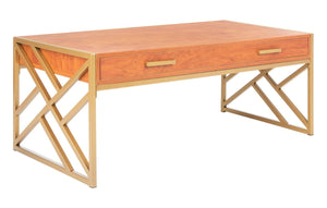 Safavieh Elaine 2 Drawer Coffee Table Natural/Gold COF2201C
