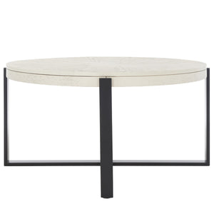 Safavieh Navya Round Coffee Table XII23 White Wash Top / Black Legs Metal COF6207C