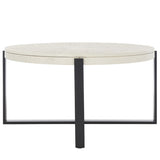 Safavieh Navya Round Coffee Table XII23 White Wash Top / Black Legs Metal COF6207C