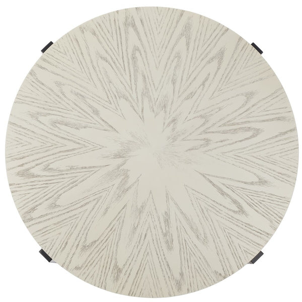 Safavieh Navya Round Coffee Table XII23 White Wash Top / Black Legs Metal COF6207C