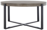 Safavieh Navya Round Coffee Table XII23 Light Grey Top / Black Legs Metal COF6207D