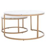 Safavieh Peppino 2 Round Nesting Coffee Table White/Gold COF6208B