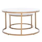 Safavieh Peppino 2 Round Nesting Coffee Table White/Gold COF6208B