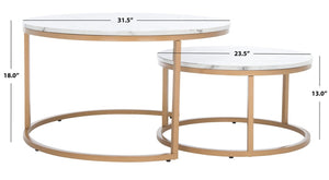 Safavieh Peppino 2 Round Nesting Coffee Table White/Gold COF6208B