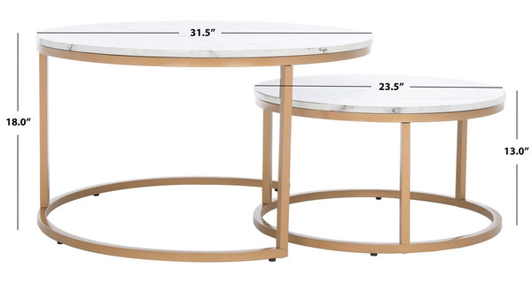 Safavieh Peppino 2 Round Nesting Coffee Table White/Gold COF6208B
