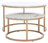 Safavieh Peppino 2 Round Nesting Coffee Table White/Gold COF6208B