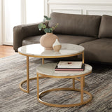 Safavieh Peppino 2 Round Nesting Coffee Table White/Gold COF6208B