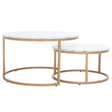 Safavieh Peppino 2 Round Nesting Coffee Table White/Gold COF6208B