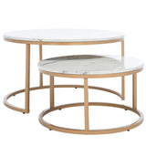 Safavieh Peppino 2 Round Nesting Coffee Table White/Gold COF6208B