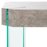 Safavieh Katelyn Rectangular Contemporary Glass Leg Coffee Table Light Concrete / Clear Glass Legs Wood COF7002C