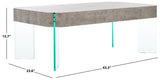 Safavieh Katelyn Rectangular Contemporary Glass Leg Coffee Table Light Concrete / Clear Glass Legs Wood COF7002C