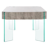 Safavieh Katelyn Rectangular Contemporary Glass Leg Coffee Table Light Concrete / Clear Glass Legs Wood COF7002C