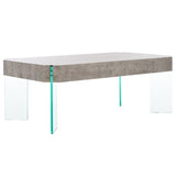 Safavieh Katelyn Rectangular Contemporary Glass Leg Coffee Table Light Concrete / Clear Glass Legs Wood COF7002C