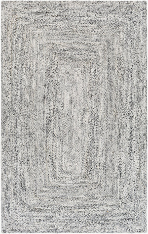 Livabliss Cologne Flatweave Area Rug Handwoven Recycled Pet Yarn Eco Friendly Cottage Style Charcoal, White 5' x 7'6" COG2300-576