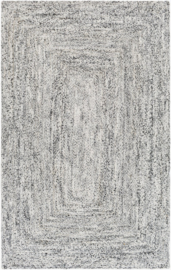 Livabliss Cologne Flatweave Area Rug Handwoven Recycled Pet Yarn Eco Friendly Cottage Style Charcoal, White 5' x 7'6" COG2300-576