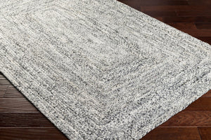 Livabliss Cologne Flatweave Area Rug Handwoven Recycled Pet Yarn Eco Friendly Cottage Style Charcoal, White 5' x 7'6" COG2300-576