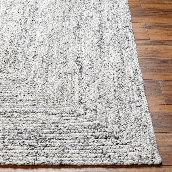Livabliss Cologne Flatweave Area Rug Handwoven Recycled Pet Yarn Eco Friendly Cottage Style Charcoal, White 5' x 7'6" COG2300-576