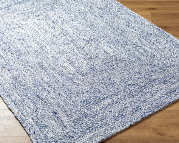 Livabliss Cologne Flatweave Accent Rug Handwoven From Recycled Pet Yarn Cottage Artisan Style Dark Blue, Whit 9' x 12' COG2305-912
