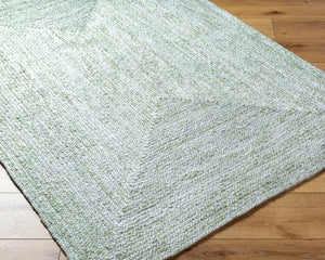 Livabliss Cologne Handmade Flatweave Accent Rug Recycled Pet Yarn Cottage Style Entryway Grass Green, Wh 5' x 7'6" COG2306-576