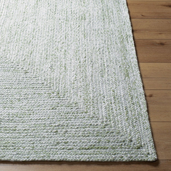Livabliss Cologne Handmade Flatweave Accent Rug Recycled Pet Yarn Cottage Style Entryway Grass Green, Wh 5' x 7'6" COG2306-576