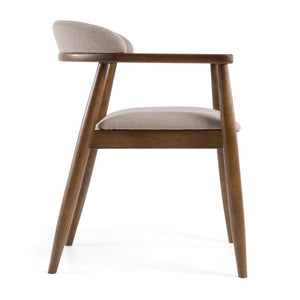 VIG Furniture Cohen Tan Mid-Century Dining Chair With Water-Repellent Chenille & Walnut Rubberwood Frame, Cushioned Comfort VGMA-MI-1211-HAZ