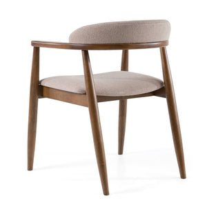 VIG Furniture Cohen Tan Mid-Century Dining Chair With Water-Repellent Chenille & Walnut Rubberwood Frame, Cushioned Comfort VGMA-MI-1211-HAZ