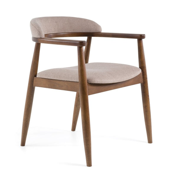 VIG Furniture Cohen Tan Mid-Century Dining Chair With Water-Repellent Chenille & Walnut Rubberwood Frame, Cushioned Comfort VGMA-MI-1211-HAZ