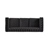 Christopher Knight Home® - Noble House - Parkhurst Tufted Chesterfield Velvet 3 Seater Sofa, Black and Dark Brown