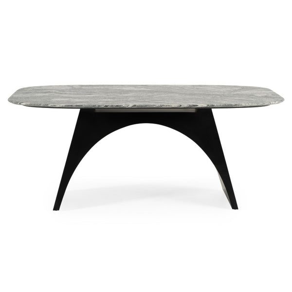 VIG Furniture Colbert Black & White Marble Dining Table With Iron Trestle Base, Seats 6, Natural Veining Elegance VGNR-NI90065