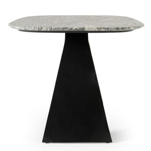 VIG Furniture Colbert Black & White Marble Dining Table With Iron Trestle Base, Seats 6, Natural Veining Elegance VGNR-NI90065