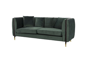 VIG Furniture Oswego Dark Green Jade Velvet Sofa With Tuxedo Arms, Gold-Accented Legs, Deep Seat Comfort (98) VGEUMC-9712SF-2-GRN-S