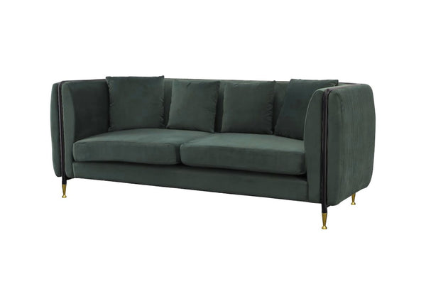 VIG Furniture Oswego Dark Green Jade Velvet Sofa With Tuxedo Arms, Gold-Accented Legs, Deep Seat Comfort (98) VGEUMC-9712SF-2-GRN-S