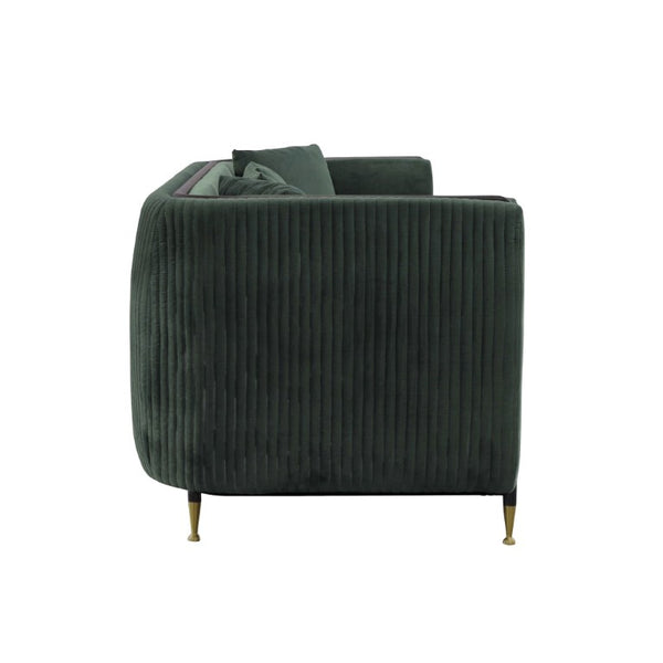 VIG Furniture Oswego Dark Green Jade Velvet Sofa With Tuxedo Arms, Gold-Accented Legs, Deep Seat Comfort (98) VGEUMC-9712SF-2-GRN-S
