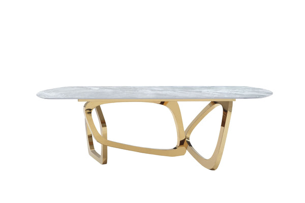 Vig Furniture Modrest Colton - Luxurious Gray Microlite Dining Table With Unique Gold Base For Glamorous Homes Gray  Vgzat112-gry
