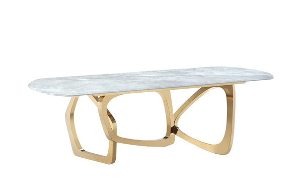 Vig Furniture Modrest Colton - Luxurious Gray Microlite Dining Table With Unique Gold Base For Glamorous Homes Gray  Vgzat112-gry