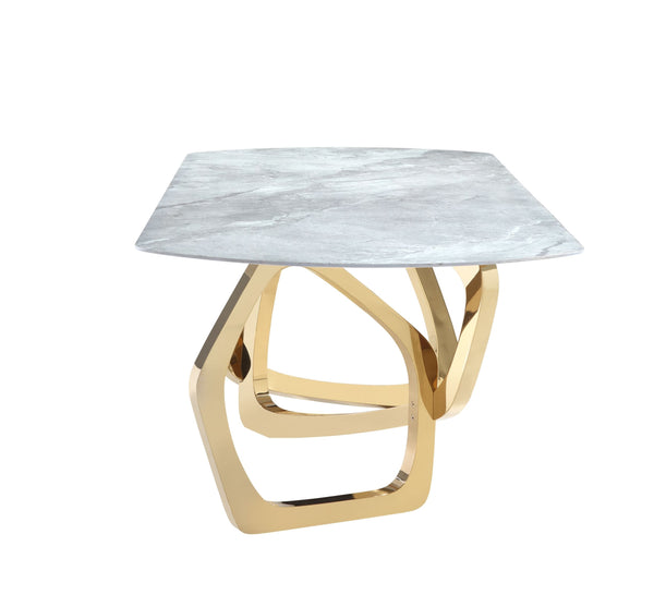Vig Furniture Modrest Colton - Luxurious Gray Microlite Dining Table With Unique Gold Base For Glamorous Homes Gray  Vgzat112-gry