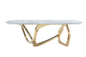 Vig Furniture Modrest Colton - Luxurious Gray Microlite Dining Table With Unique Gold Base For Glamorous Homes Gray  Vgzat112-gry
