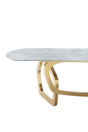 Vig Furniture Modrest Colton - Luxurious Gray Microlite Dining Table With Unique Gold Base For Glamorous Homes Gray  Vgzat112-gry