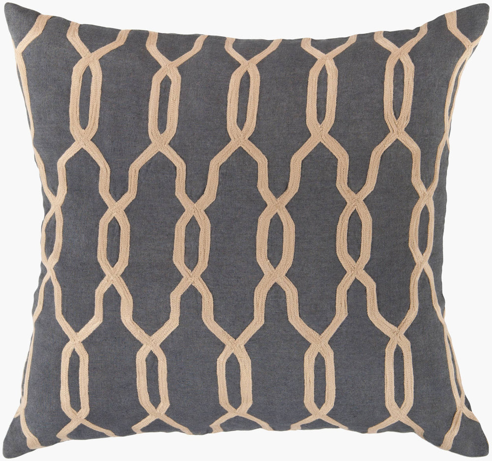 Surya Gates Elegant 18"L X 18"W Accent Pillow - Luxurious Linen Comfort For Timeless Home Decor Dark Blue Linen Com001-1818d